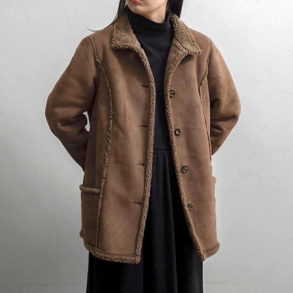 LL Bean Faux Suede Sherpa Lined Coat in Brown Size Medium